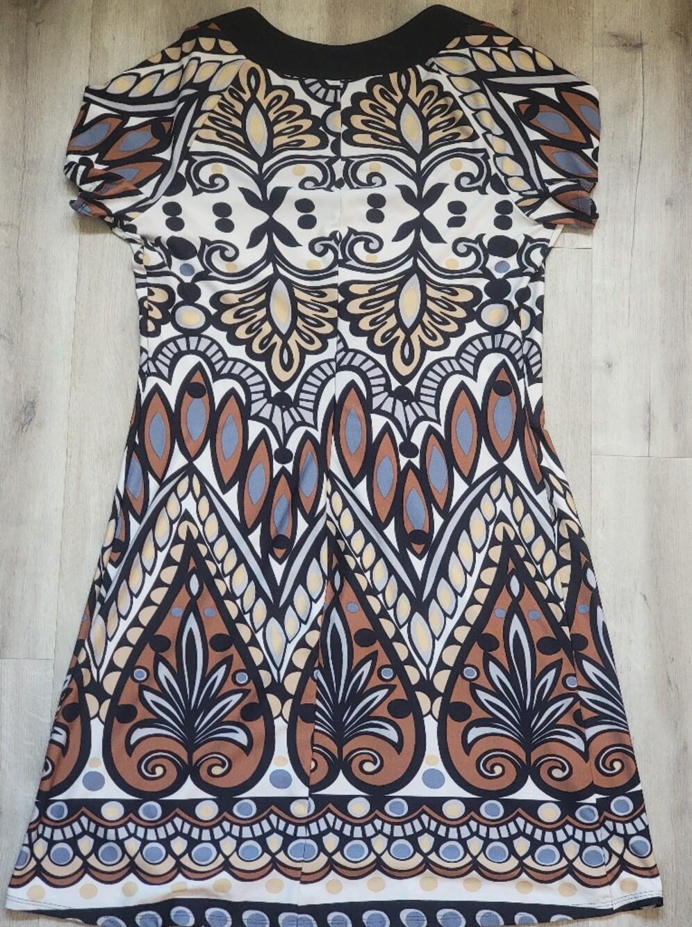 Jessica Vintage Retro Kaleidoscope Geometric Print A-Line Dress M - Picture 5 of 5
